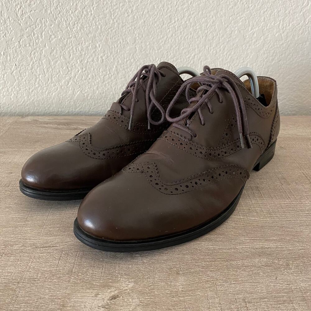 Ben Sherman Mens Brown Leather Lace Up Wingtip Oxford Business Dress Shoes 11